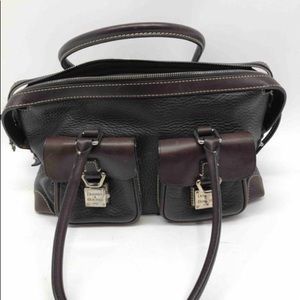 Dooney & Bourke Dbl Pocket Black Leather Satchel